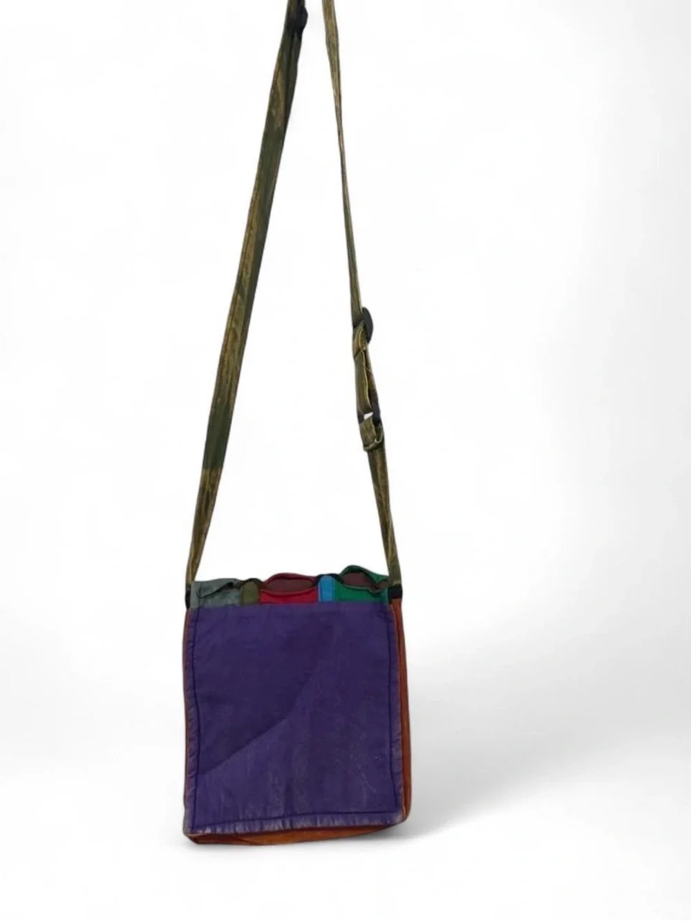 Handcrafted Multicolor Soft Fabric Crossbody Bag - Adjustable Strap